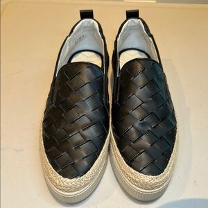 Franco Sarto Black Woven Slip-On Sneakers